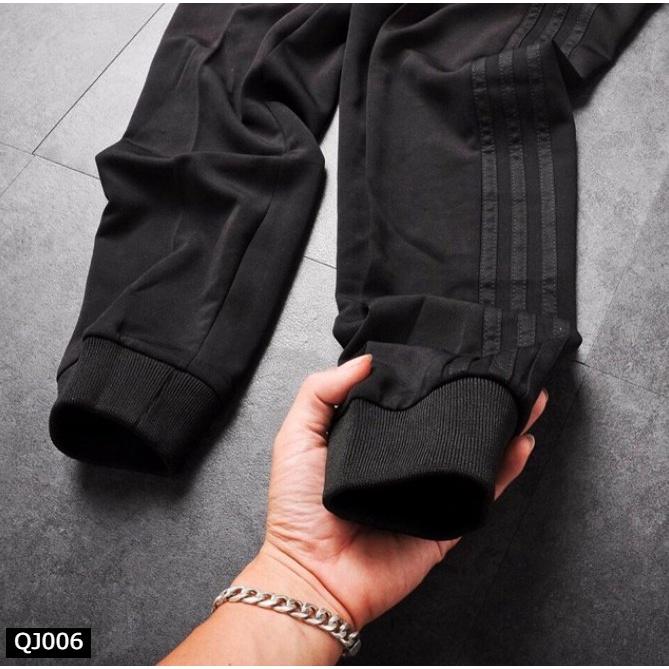 Quần Thể Thao Nam Nữ Phối 3 Sọc Bó Ống - Chất Thun Polyester Dày Dặn Co Giản 4 Chiều QJ006