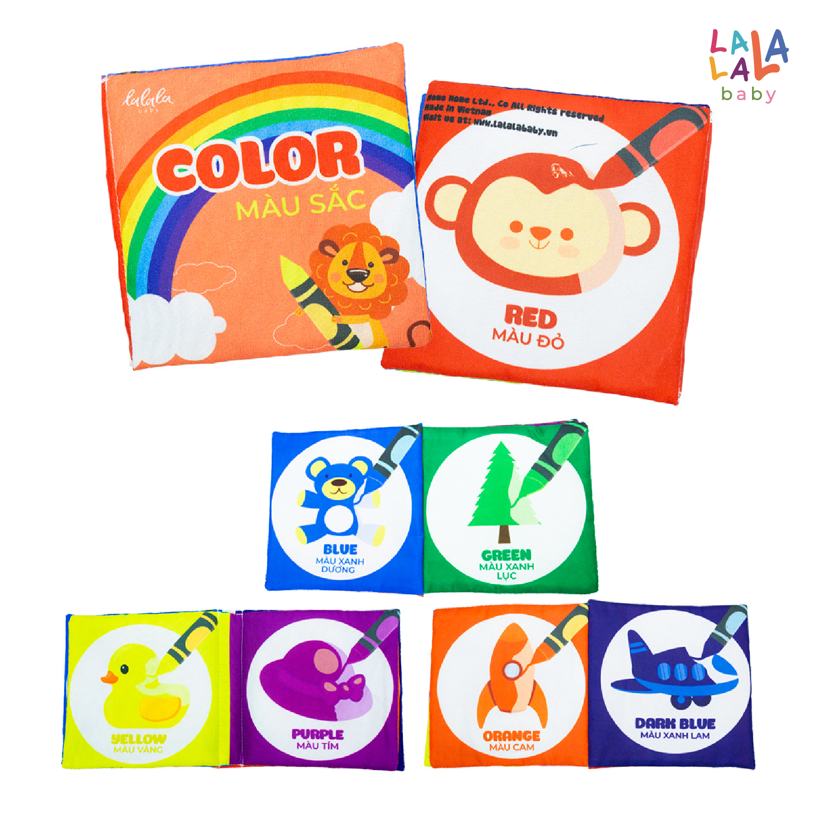 Bộ 4 Cuốn Sách Vải Cỡ Nhỏ Cho Trẻ Sơ Sinh Touch and See Mini Cloth Book - Lalala Baby