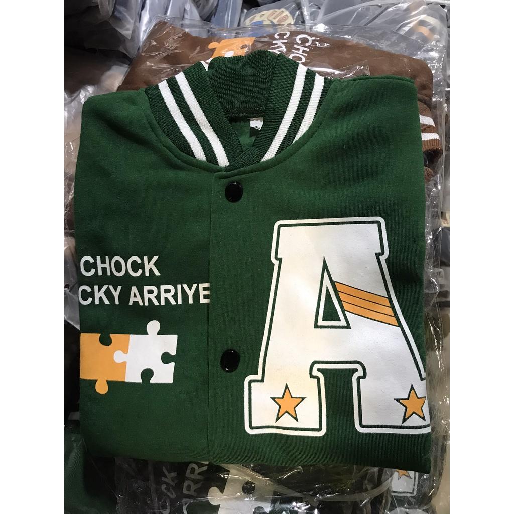 Áo Khoác Bomber Jacket Chất Nỉ Bông LUCKY Form Rộng Unisex Nam Nữ Phối Phong Cách Ulzzang