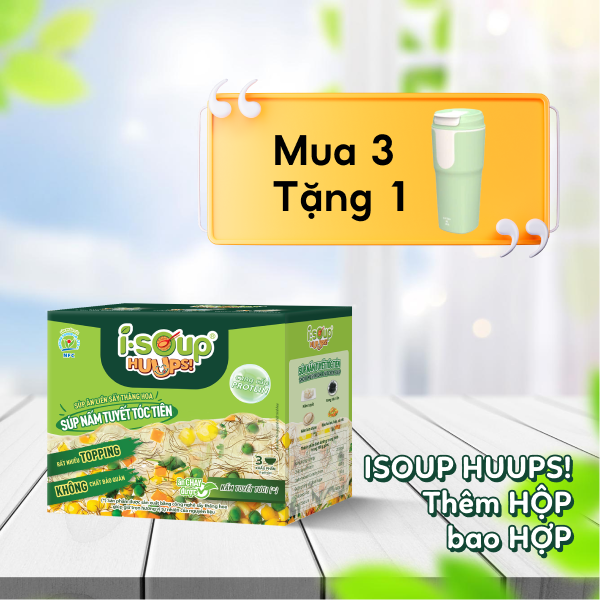 Súp Nấm Tuyết Tóc Tiên Ăn Liền ISOUP HUUPS Ngon,Dinh Dưỡng,Tiện Lợi (Hộp X 3 Viên) - Súp Ăn Liền Sấy Thăng Hoa