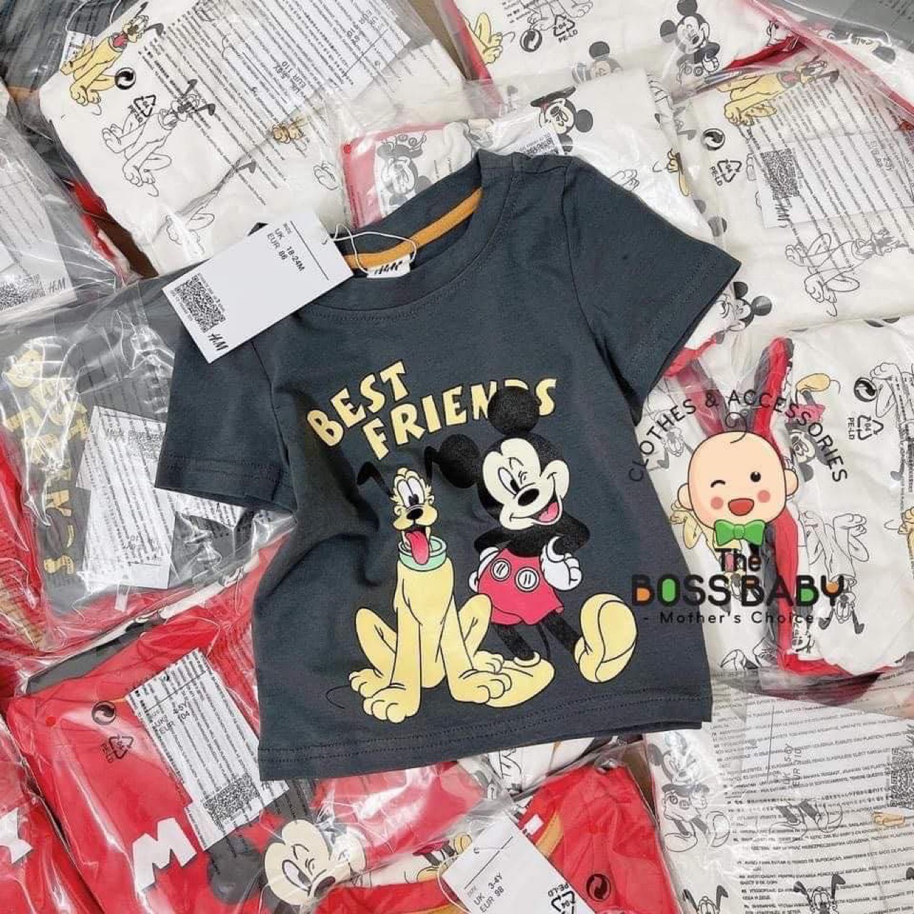 SET 3 ÁO THUN COTTON CỘC TAY CHO BÉ TRAI, BÉ GÁI MẶC HÈ HỌA TIẾT MICKEY SIÊU XINH, MỀM, MỊN
