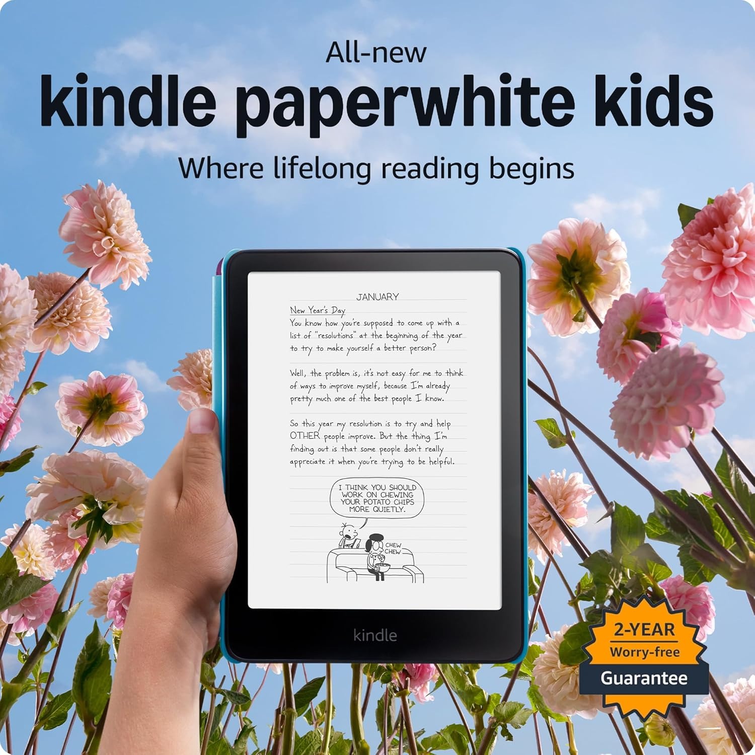 Combo Máy đọc sách Kindle Paperwhite 6 12th Kids 16Gb kèm Cover Amazon, Không quảng cáo - Hàng chính hãng