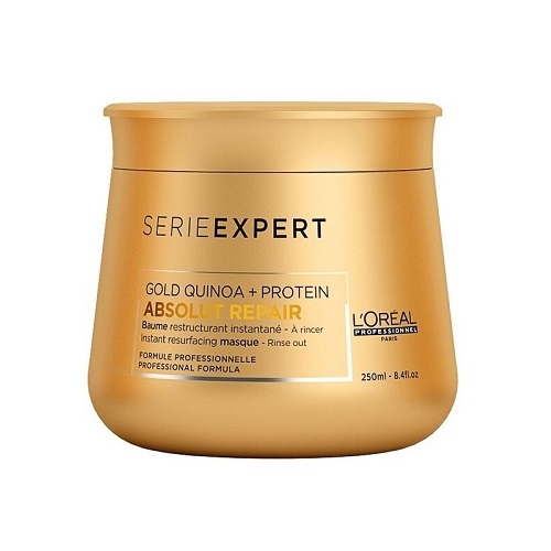 Dầu hấp ủ phục hồi tóc hư tổn L'ORÉAL Serie Expert Gold Quinoa + Protein Absolut Repair Golden Masque - 250ml - (vàng đậm)