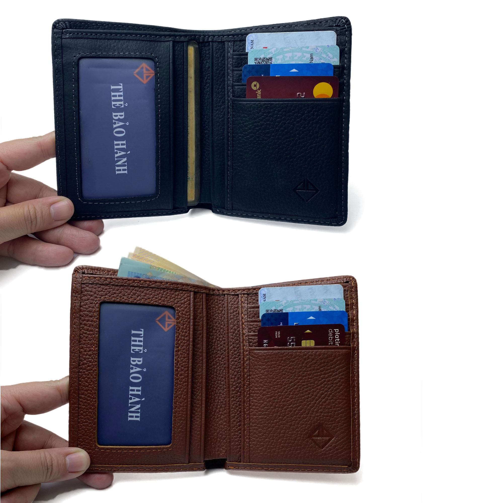 Ví nam da bò sáp Italy phối màu lịch lãm, sang trọng PQ Leather PV2 - BH 12 tháng