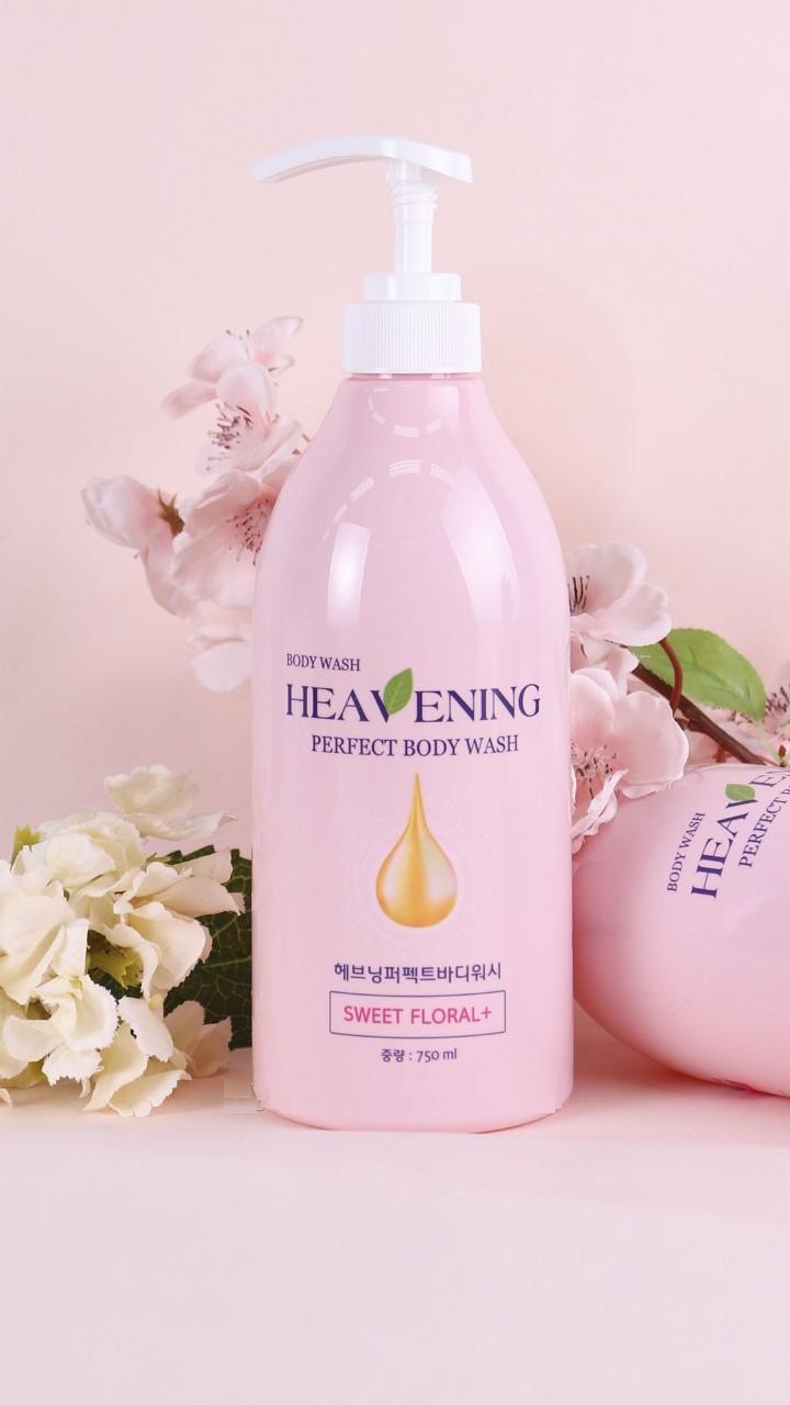 Combo 02 chai Sữa tắm dưỡng ẩm, làm trắng da cao cấp Heavening Perfect TẶNG KÈM Hộp &amp; Túi đựng