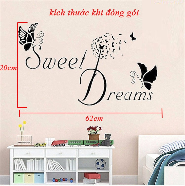 Decal dán tường chữ trang trí lãng mạn SWEET DREAMS
