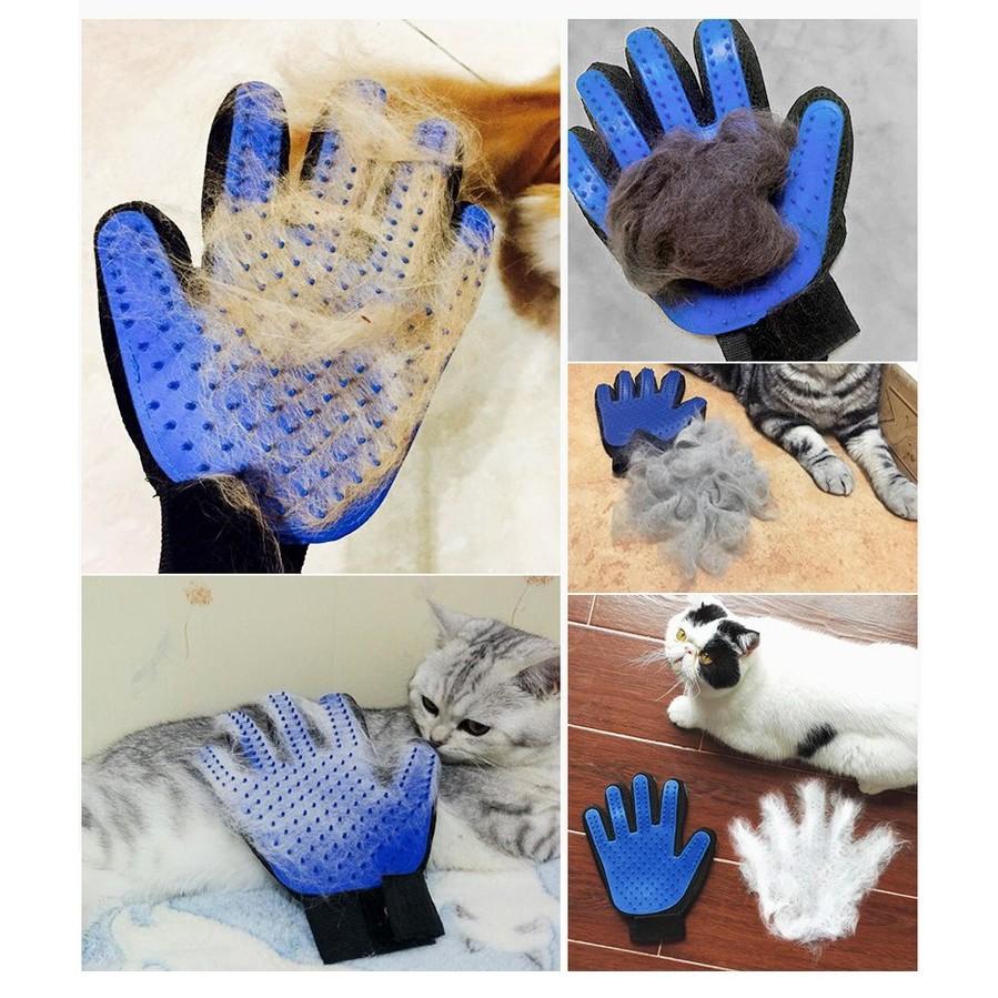 GĂNG TAY CHẢI LÔNG VÀ LẤY LÔNG RỤNG CHO CHÓ MÈO TRUE TOUCH