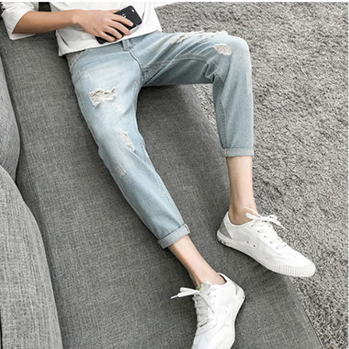 Quần Jean Nam ôm body - Tặng vòng tay tùy hưu may mắn