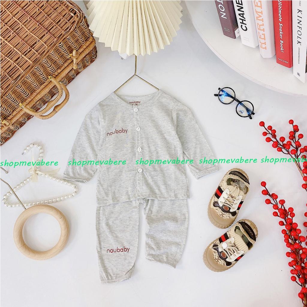 Bộ dài tay cotton NouBaby cài cúc giữa cho bé trai bé gái sơ sinh 3-13kg - BO32