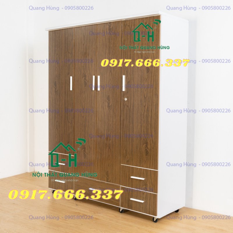 TỦ NHỰA ĐÀI LOAN 4 CÁNH MÀU NÂU ĐỰNG QUẦN ÁO CHO GIA ĐÌNH