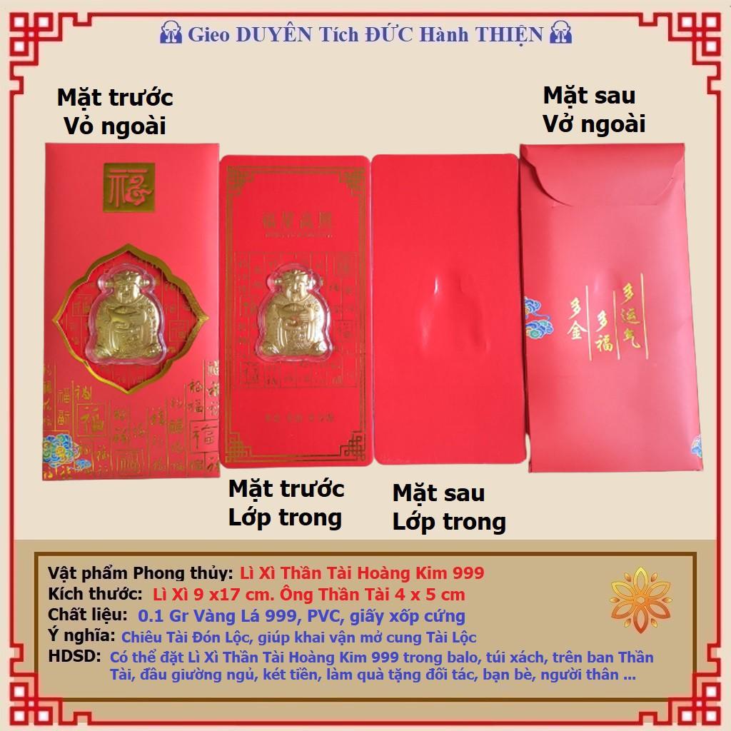 Bao Lì Xì Thần Tài Hoàng Kim 999 cao cấp