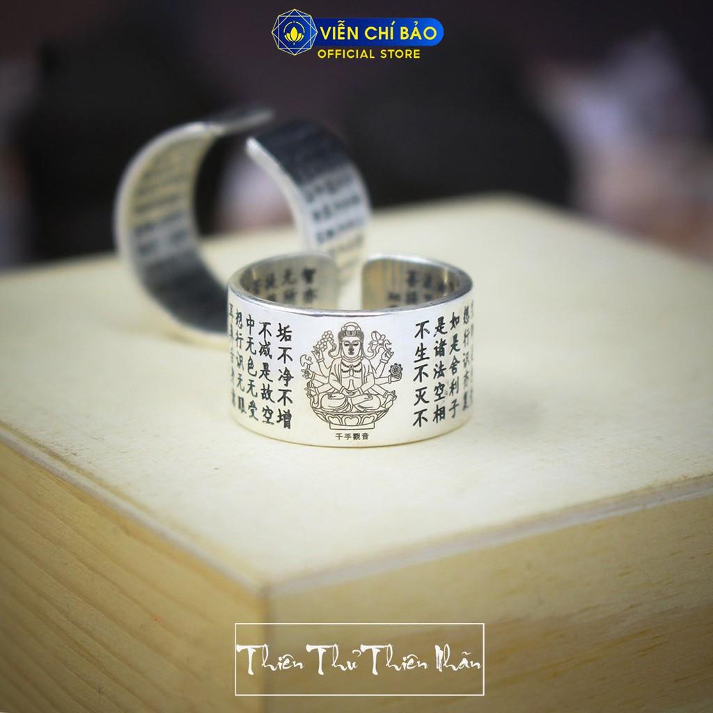 Nhẫn bạc nam Phật bản mệnh 12 con giáp khắc Bát Nhã Tâm Kinh bản hở chất liệu bạc Thái 925 Viễn Chí Bảo N100867