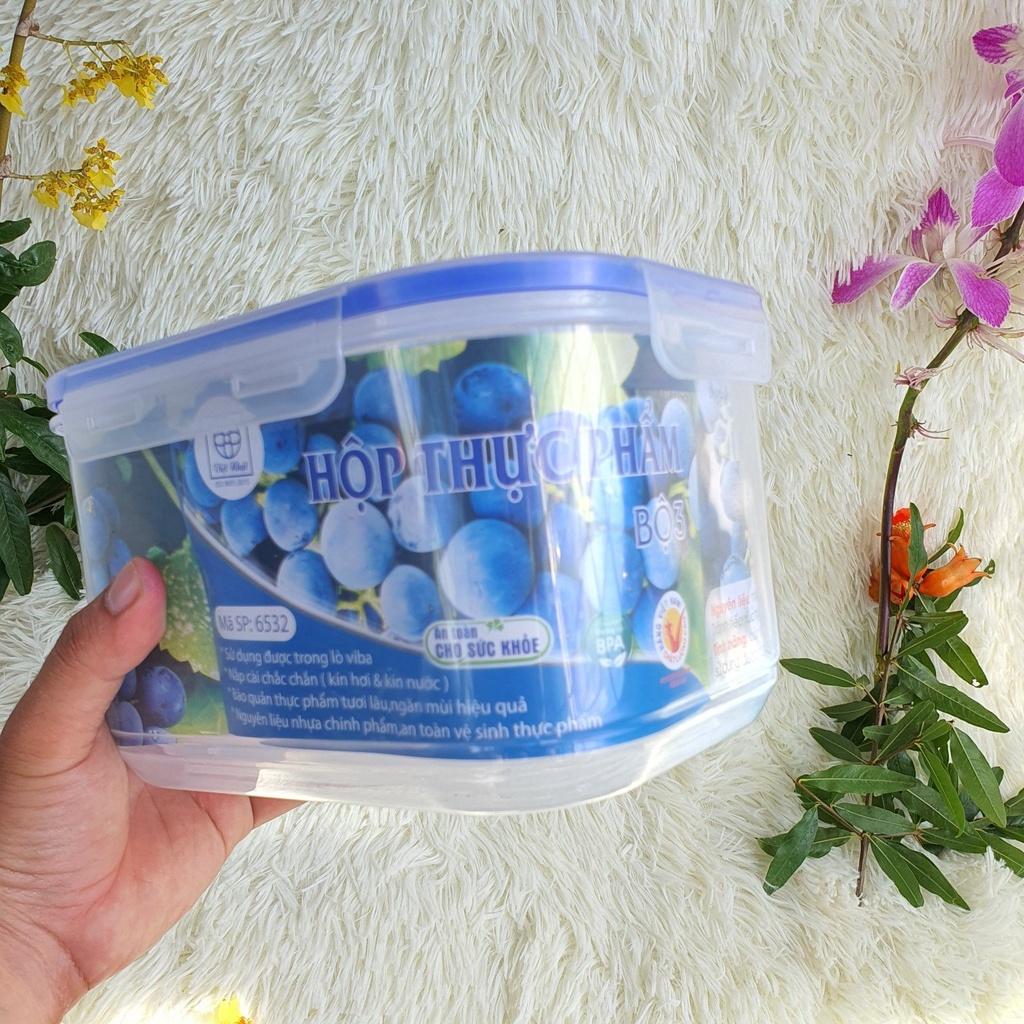 Bộ 3 Hộp Thực Phẩm Hộp Trữ Đông, Nhựa Nguyên Sinh An Toàn Việt Nhật Plastic - Hàng Việt Nam Cao Cấp