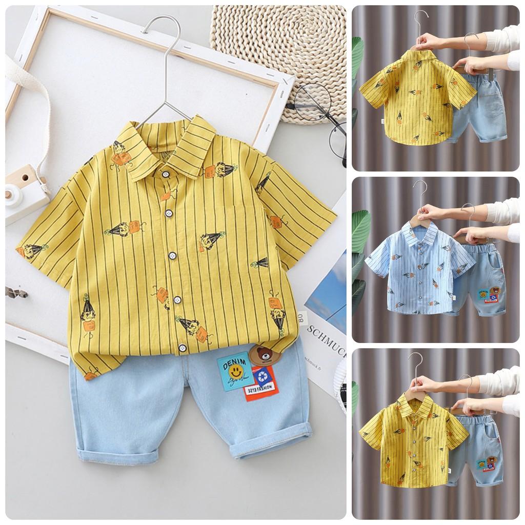 BSN3 Size 80-120 (6-21kg) bộ Áo sơ mi chất đẹp + Quần Jean cho bé HÀNG QUẢNG CHÂU