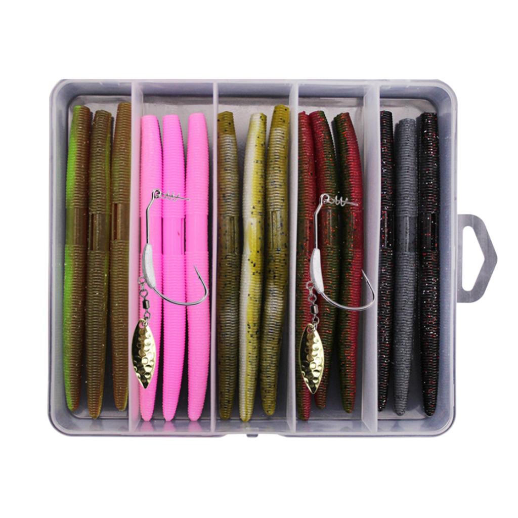 15pcs Artificial Soft Baits Lifelike Earthworm Fishing Lure Maggot Grub Bait