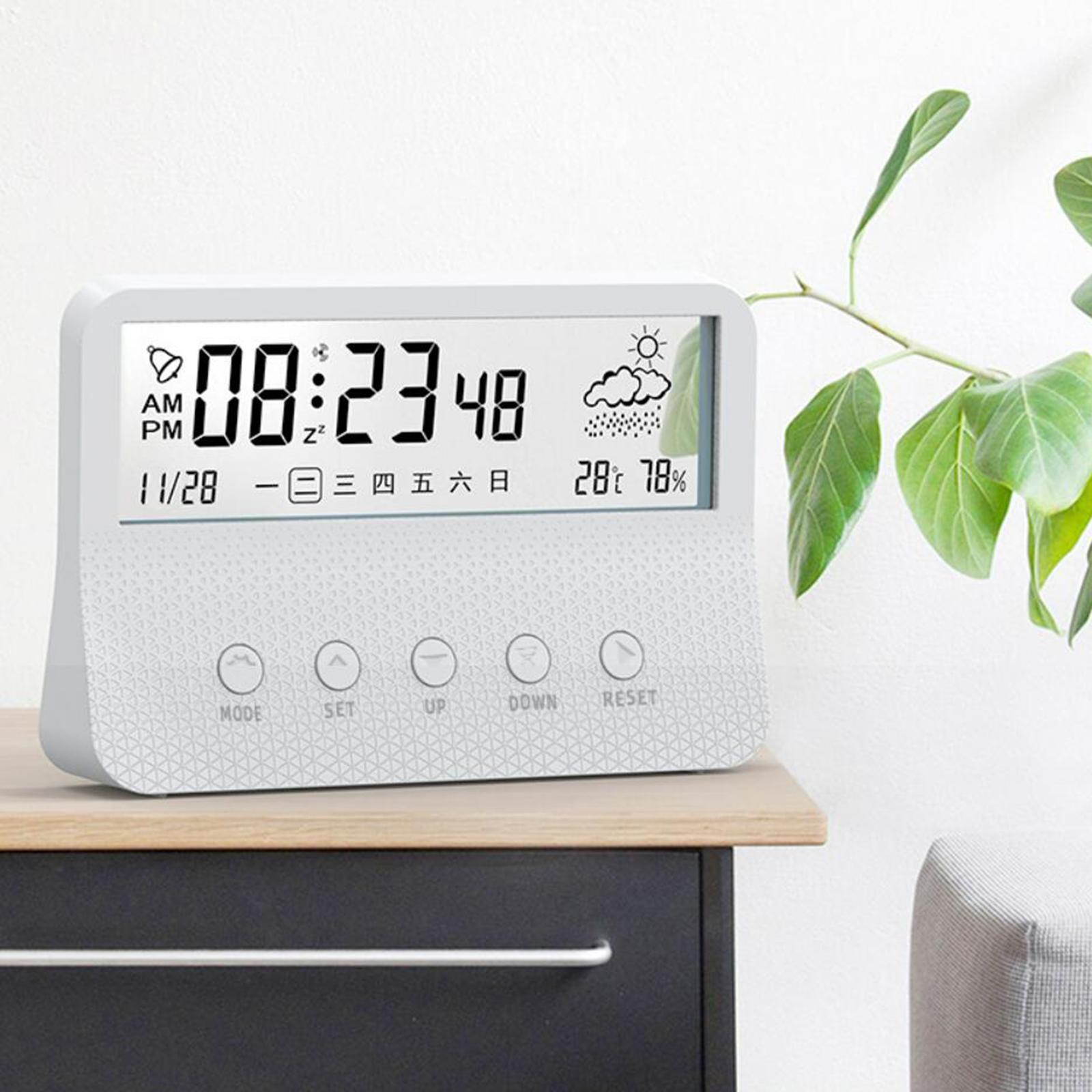 Alarm Clock Thermometer Hygrometer Snooze Humidity for Bedroom Outdoor