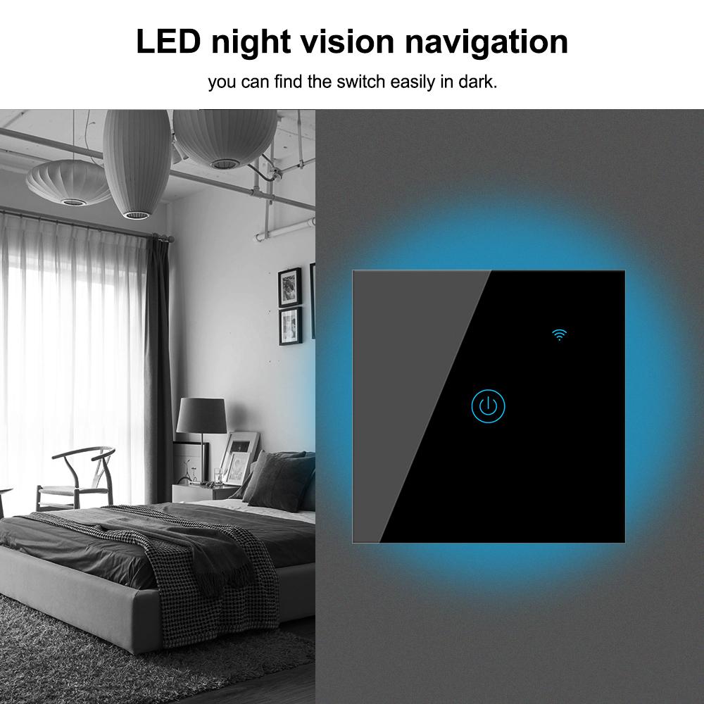 Wifi Smart Wall Touch Switch 3 Gang Glass Panel Mobile APP Tuya/Touch Control Timer No Hub Required Compatible with Google Home/Nest & Amazon Alexa