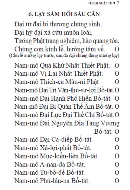Nghi thức Sám Hối Sáu Căn và Hồng Danh