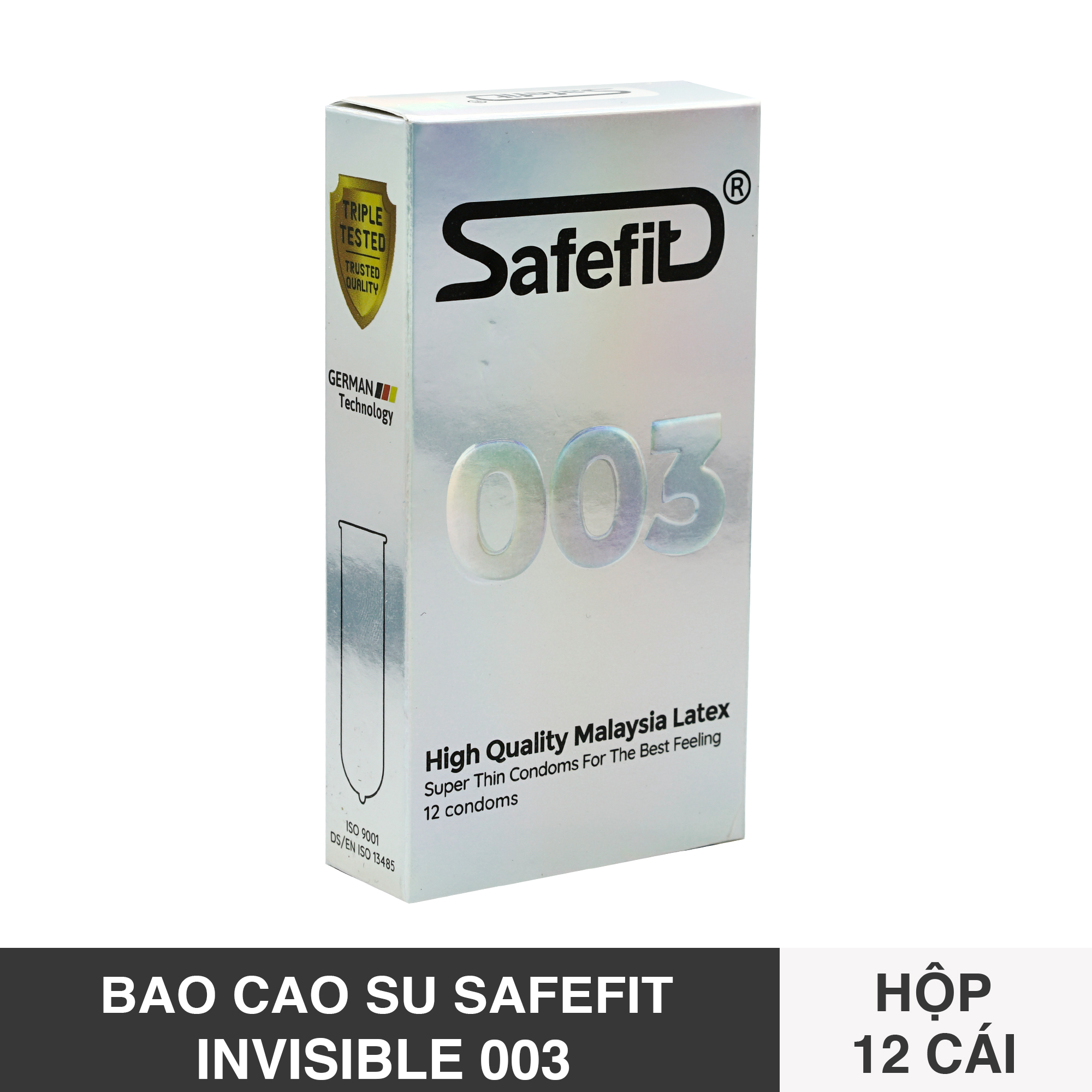 Bao cao su SAFEFIT 003 siêu mỏng hộp 12 cái - Siêu mỏng cao cấp, siêu chân thật