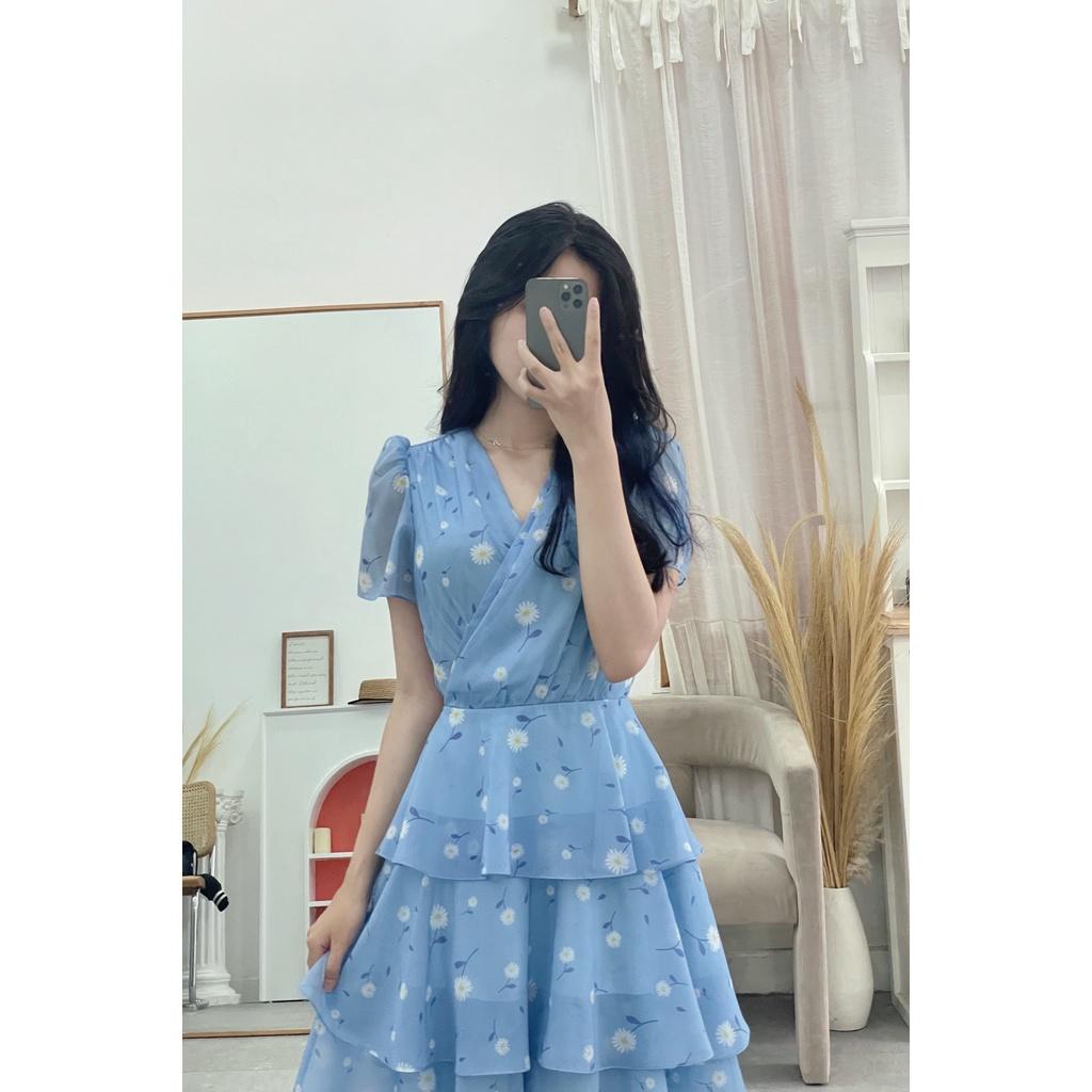 TIELA Đầm váy hoa vạt cheo ba tầng - Bluebell Dress