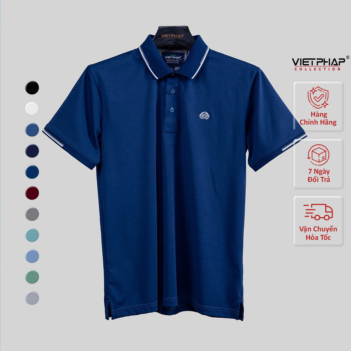 Áo Polo Nam VIỆT PHÁP Form Luxury - Thun Cây Dù Lạnh Màu lịch lãm, sang trọng 99903