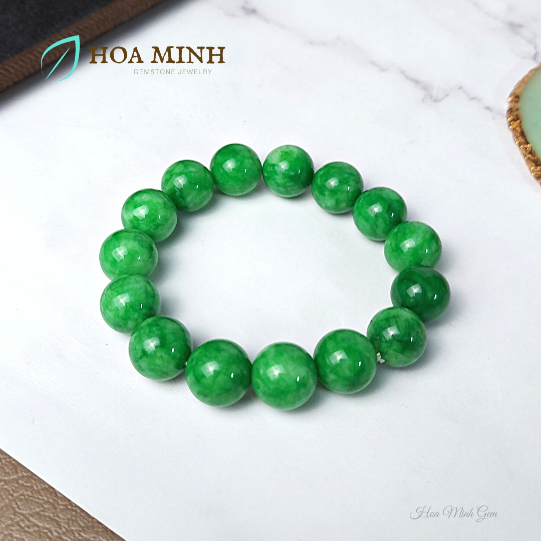 Vòng tay đá Cẩm Thạch Lý Táo size 14 li vòng tay phong thủy không kén mệnh