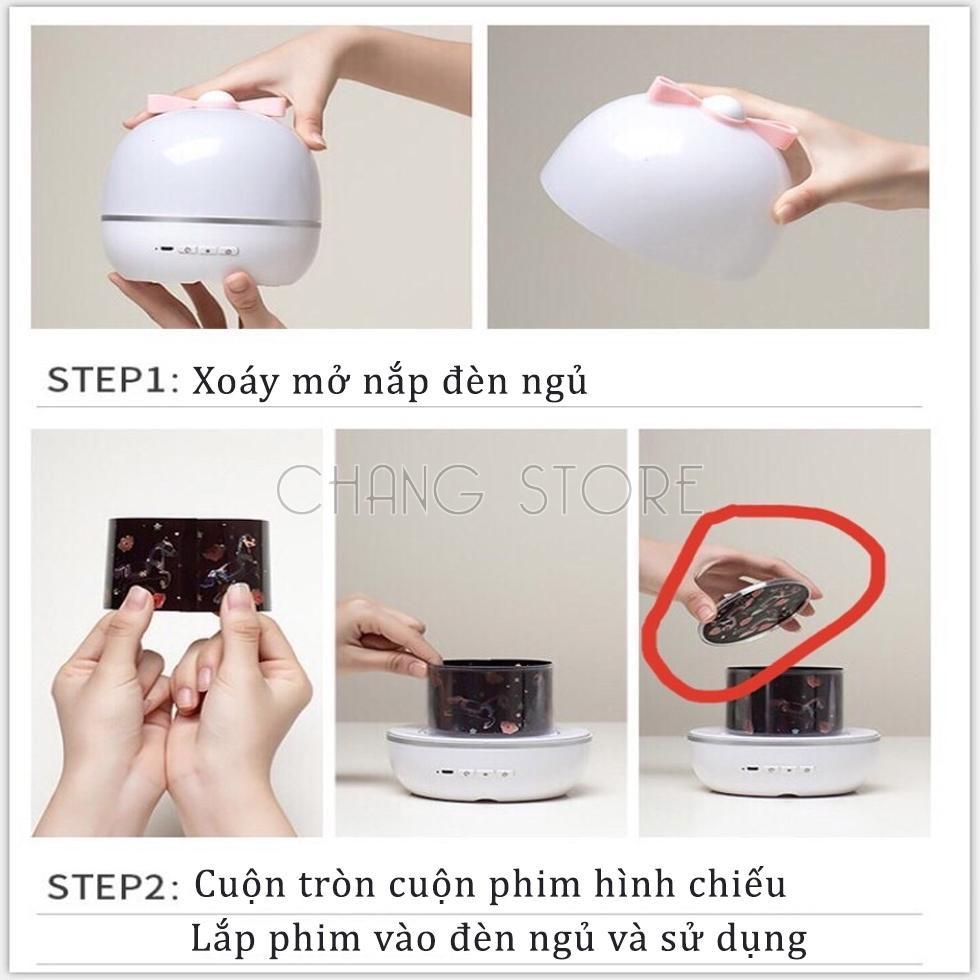 Đèn ngủ ngàn sao 3D chiếu trần xoay tự động kèm 6 hình chiếu cổ tích, đại dương, sinh nhật