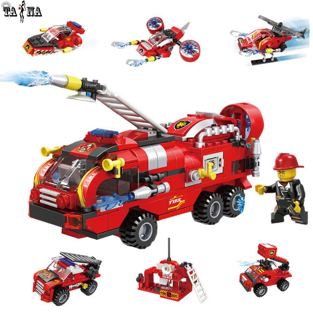 Đồ chơi lắp ráp mô hình xe cứu hỏa vòi phun nước 6in1