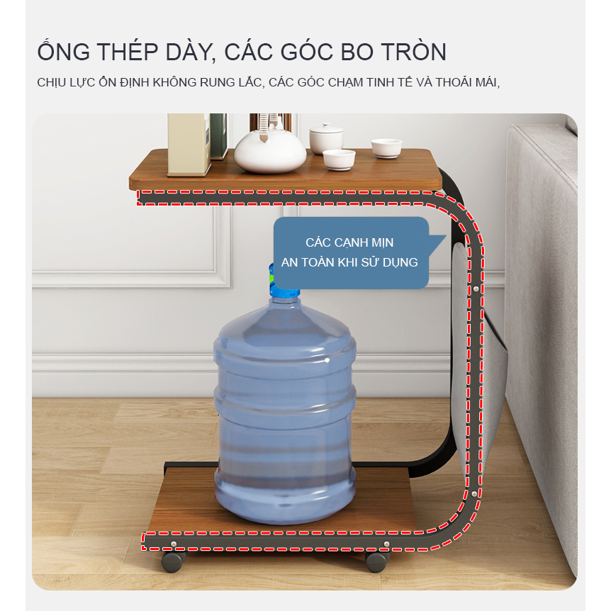 Bàn Trà Khung Sắt Chịu Lực Chắc Chắn Kèm Bánh Xe Dễ Dàng Di Chuyển AM102