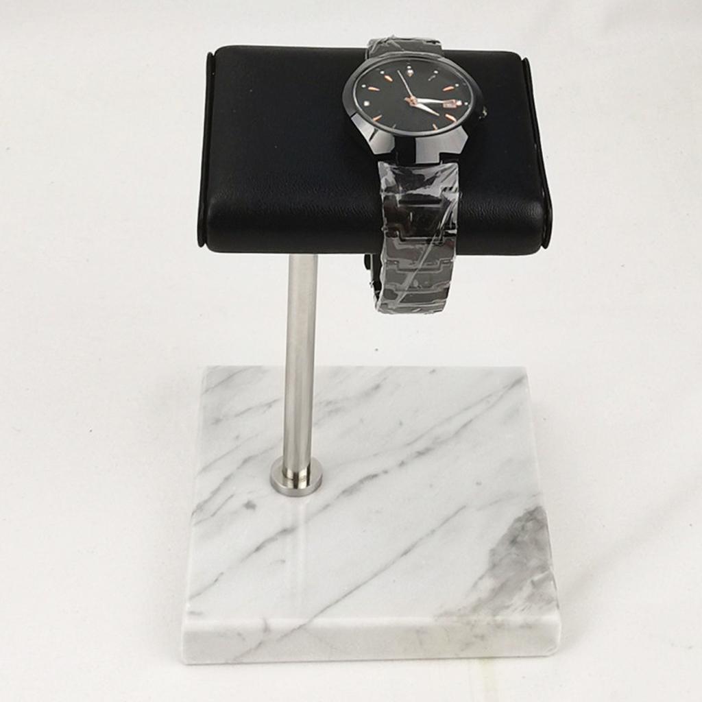 2pcs Green Marble Base & PU Watch Holder Stand for Display