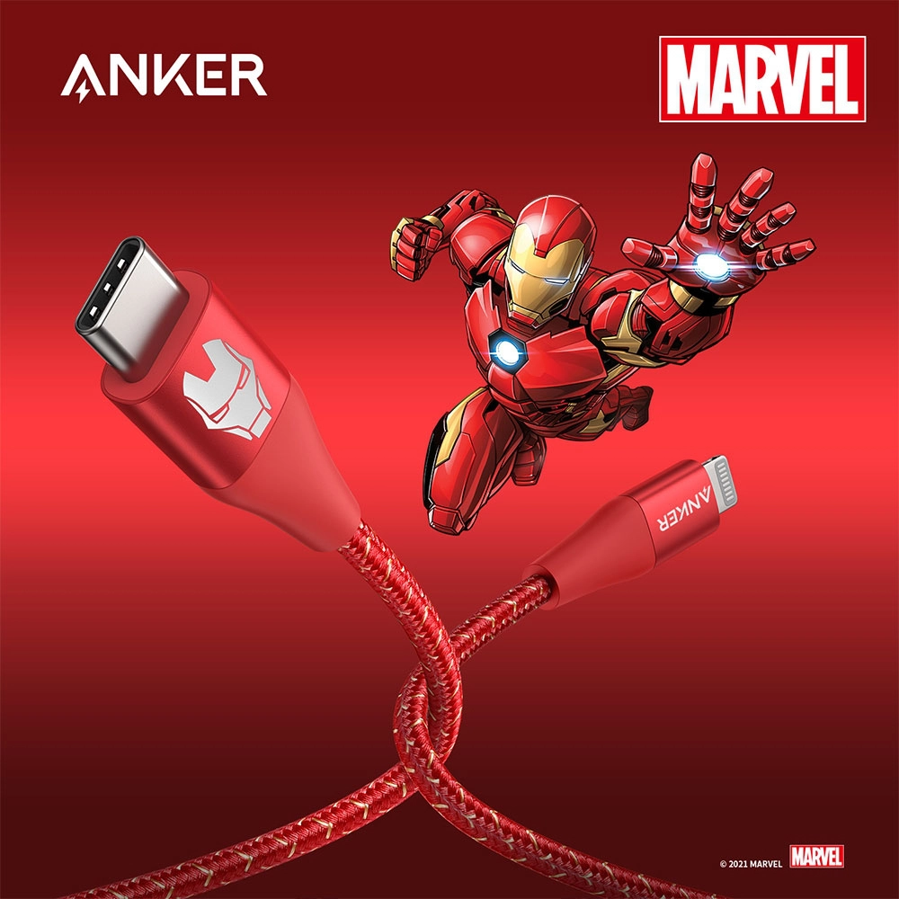 Cáp sạc ANKER PowerLine+ III USB-C TO li.ght.ni.ng dài 1.8M- A9551 phiên bản Marvel - Hỗ trợ sạc nhanh cho iPhone thông qua củ sạc PD hoặc PiQ 3.0