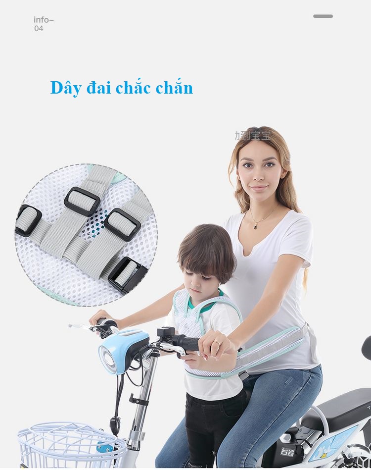 Đai Xe Máy Phản Quang Dạng Lưới Thoáng Khí Cho Bé