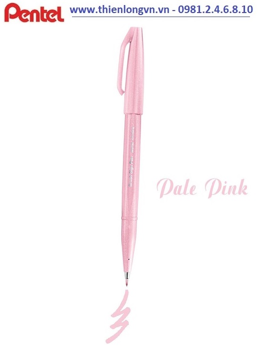 Bút lông viết thư pháp hiện đại Pentel SES15C-P3X hồng nhạt; Calligraphy Fude Touch Sign - Pale pink