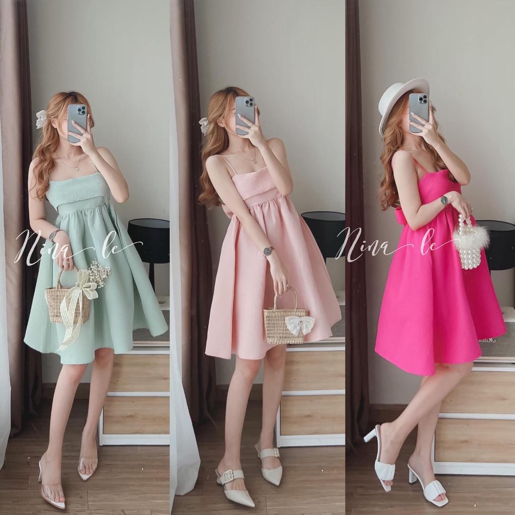 Đầm váy nữ babydoll hai dây xinh xắn, dễ thương với nhiều màu sắc( Hồng, Đen, Nâu, Xanh,Trắng) thời trang Bonucci