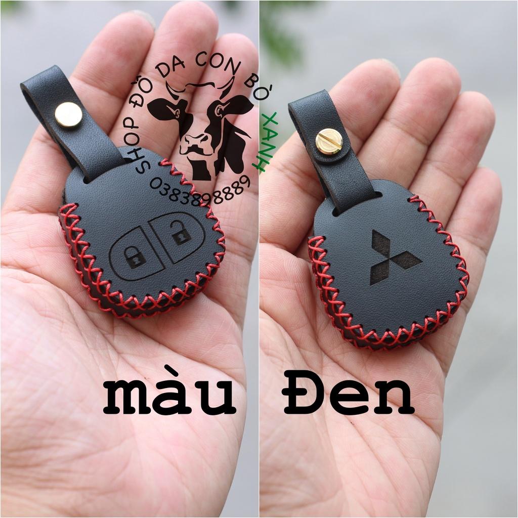 Bao da dành cho chìa khoá Mitsubishi Grandis , Triton, Pajero Sport, Mirage, Outlander, Lancer handmade da thật 001