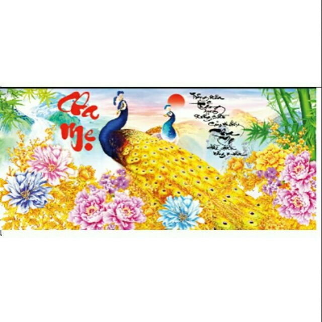 Tranh thêu chữ thập Cha mẹ 77x39cm- chưa thêu