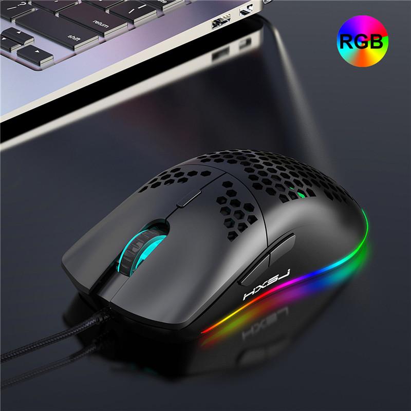 J900 USB Chuột Chơi Game Có Dây RGB Với 6 Điều Chỉnh DPI Tổ Ong Rỗng Thiết Kế Kiểu Dáng Công Thái Học Dành Cho Máy Tính Để Bàn Laptop