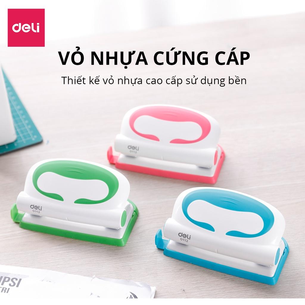 Máy Đục Lỗ Bấm Lỗ Giấy Vỏ Kim Loại 10 Tờ Deli - Phù Hợp Học Sinh Văn Phòng - E0112