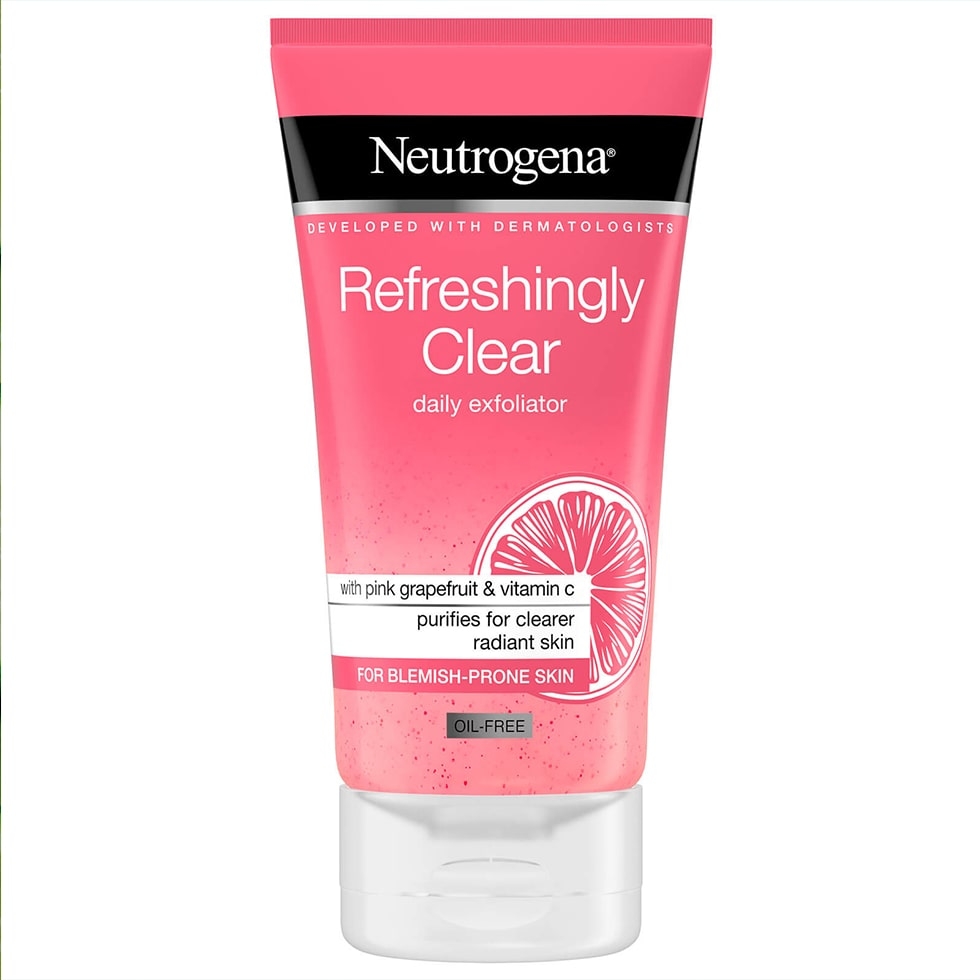 Gel Tẩy Tế Bào Chết Hằng Ngày Cho Da Mụn Chiết Xuất Bưởi Hồng Neutrogena Refreshingly Clear Daily Exfoliator 150ml (Tặng băng đô mèo xinh xắn)