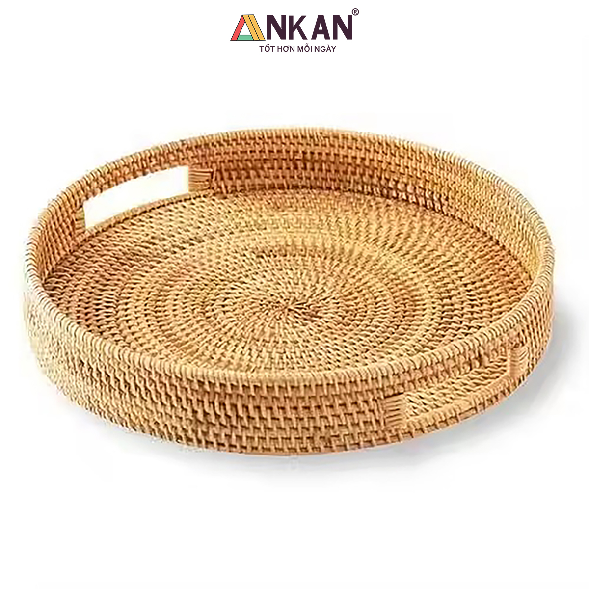 Khay Mây Tròn Đựng Trái Cây, Đồ Ăn, Decor Nhà Bếp – Khay Mây Tre Đan Thủ Công Cao Cấp ANKAN
