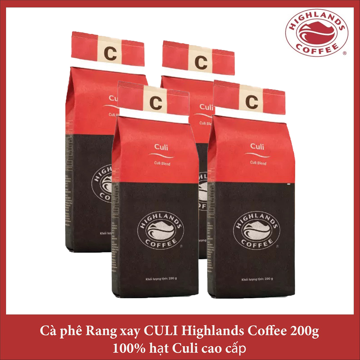 Culi Blend Combo 4 gói Cà phê rang xay Culi Highlands coffee 200g