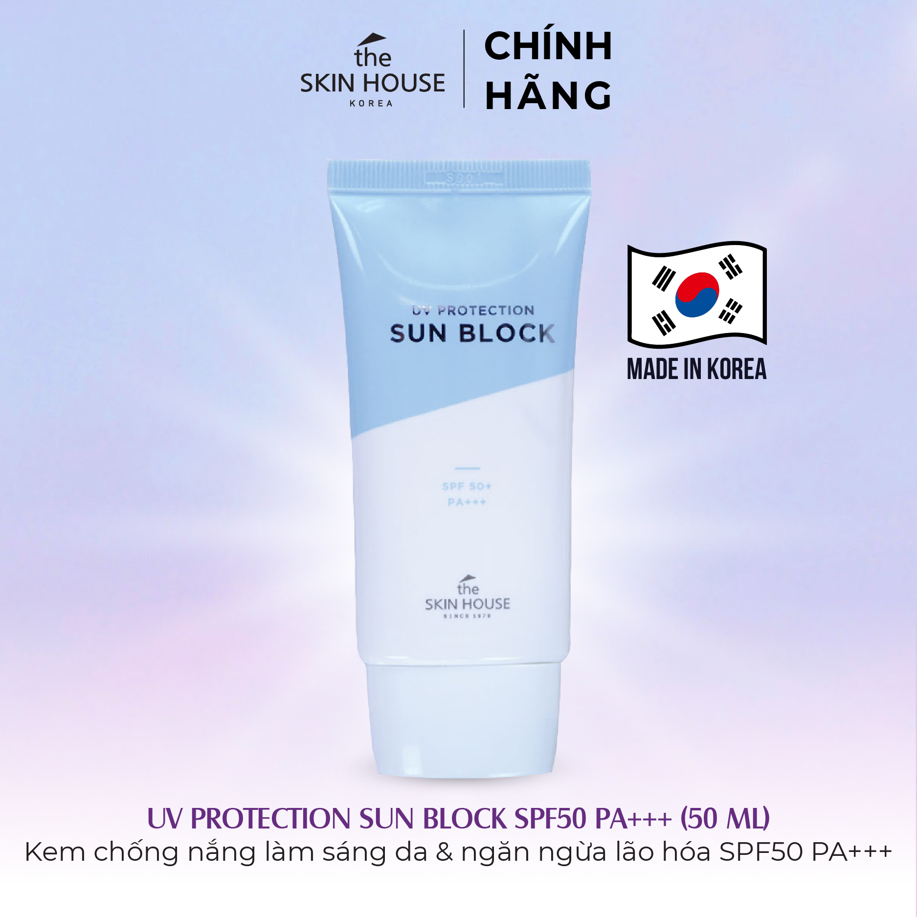 T44 Kem chống nắng giúp sáng da và ngăn ngừa lão hóa Uv Protection Sun Block Spf 50+/Pa+++ 50ml