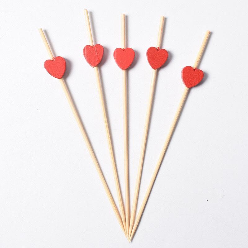 Sét 100 Gim Cocktai Hình Trái Tim Đỏ 12cm