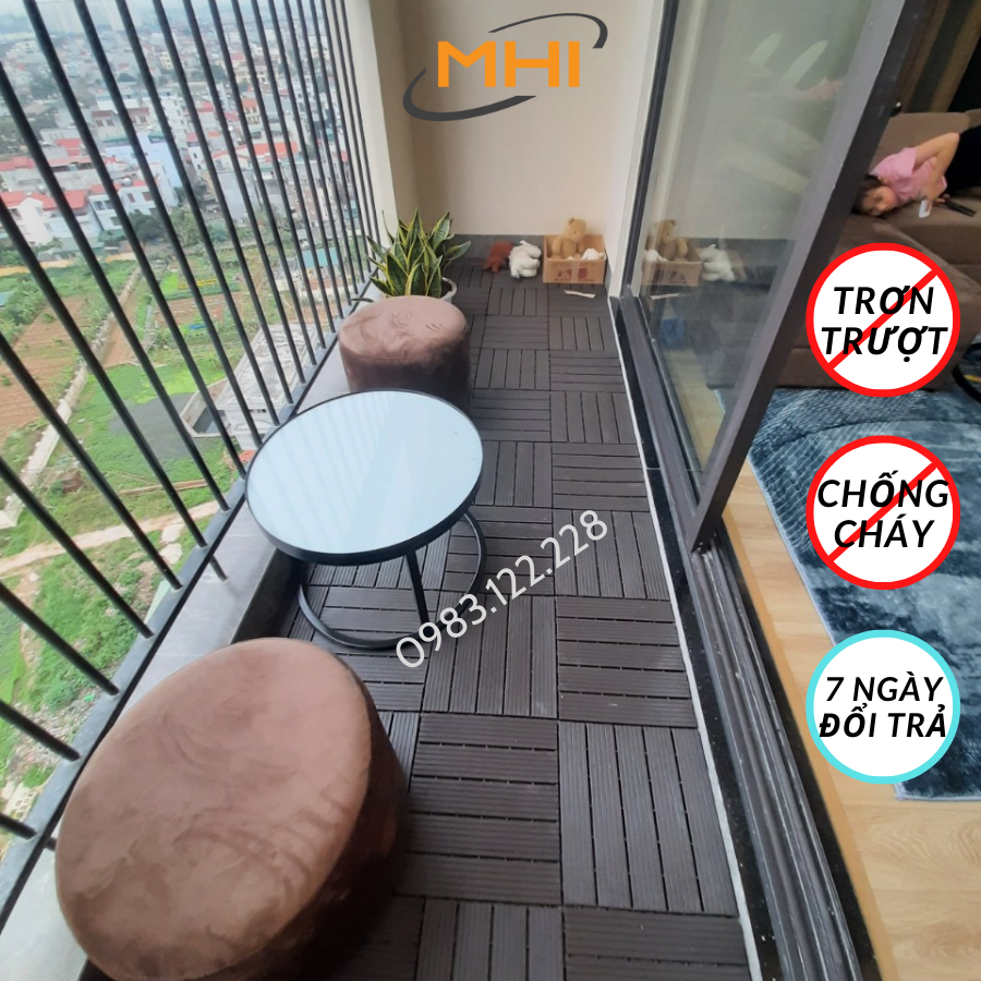 Thảm lát sàn uPVC cao cấp MHI-ECO, Tấm nhựa trải sàn trang trí ban công / sân vườn / sân thượng; lót sàn chống trơn trượt nhà tắm / bể bơi - Hàng Việt Nam chất lượng cao