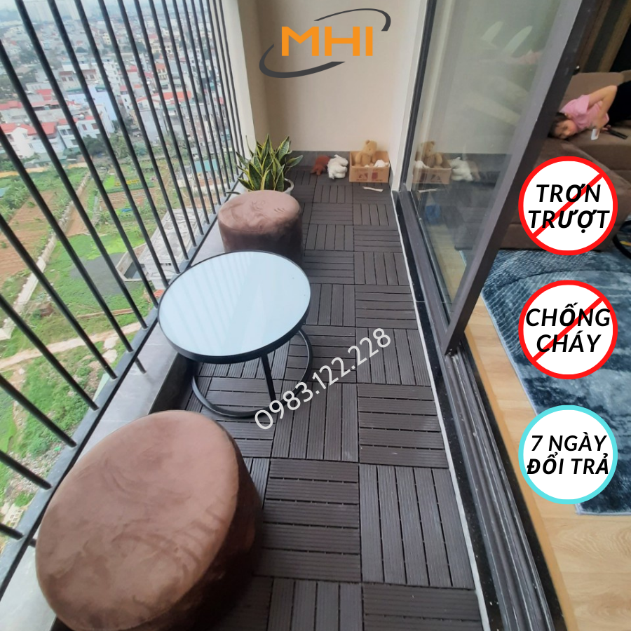 [COMBO 11] Thảm lát sàn uPVC cao cấp MHI-ECO, Tấm nhựa trải sàn trang trí ban công / sân vườn / sân thượng; lót sàn chống trơn trượt nhà tắm / bể bơi - Hàng Việt Nam chất lượng cao