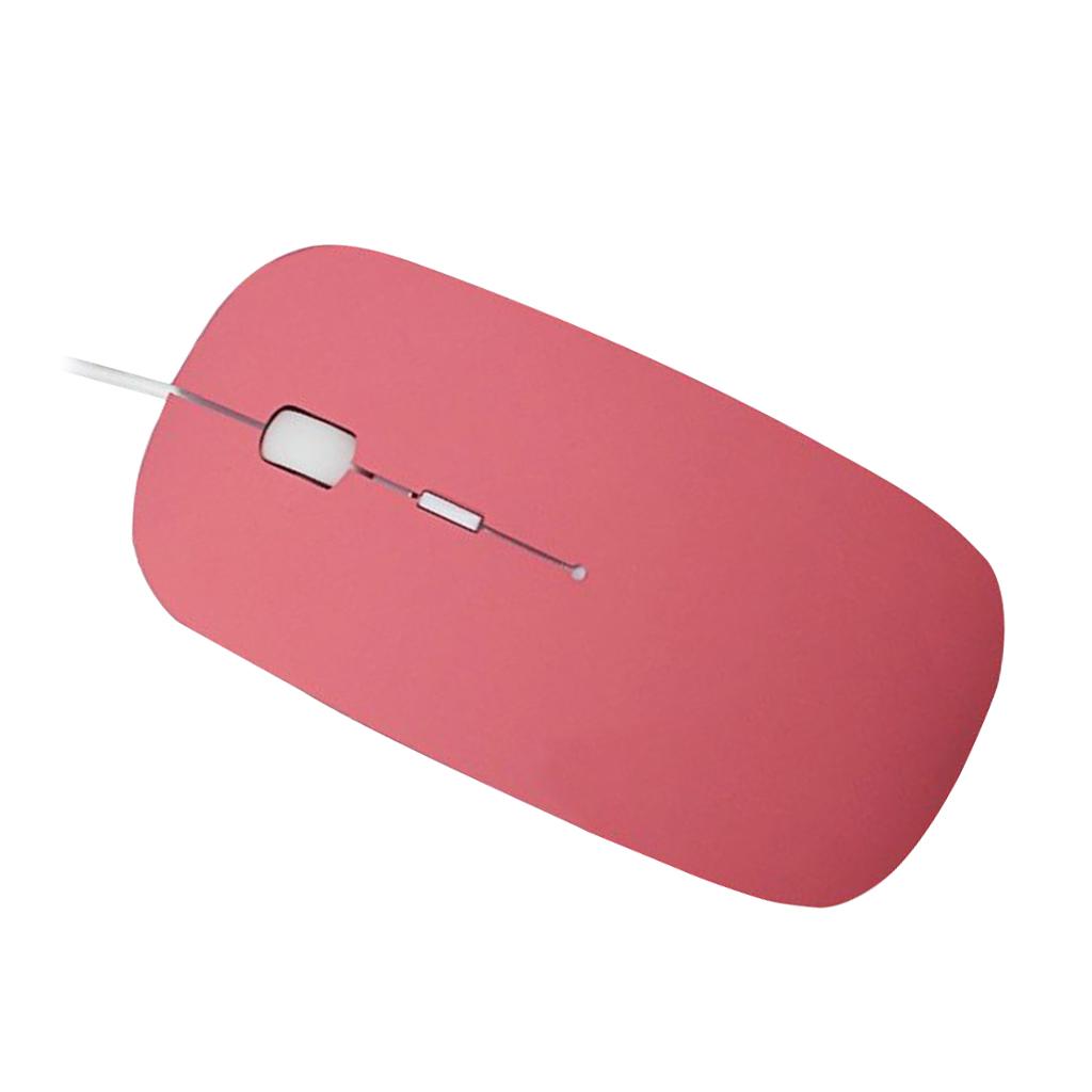 Ultra Thin Slim USB Optical Wired Mouse for PC Laptop Windows Macbook-Pink