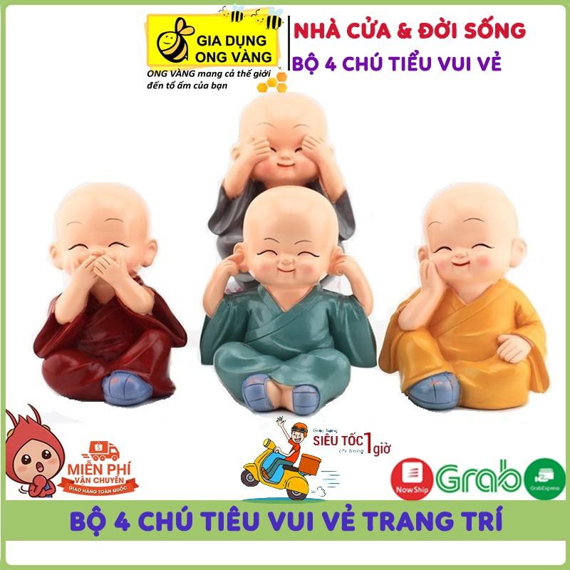 Combo 4 Chú Tiểu Tứ Không Trang Trí Ô Tô, Góc Làm Việc, Siêu Đẹp Siêu Đáng Yêu
