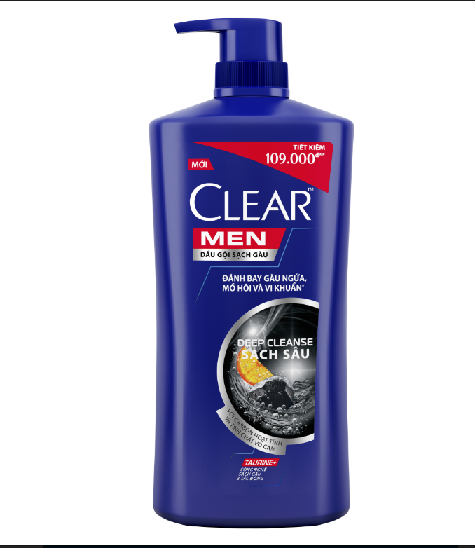 Dầu Gội Đầu Clear Men Deep Cleanse Than Hoạt Tính Đánh Bay Gàu, Ngứa Và Vi Khuẩn Dưỡng Tóc Khỏi Khói Bụi 900G