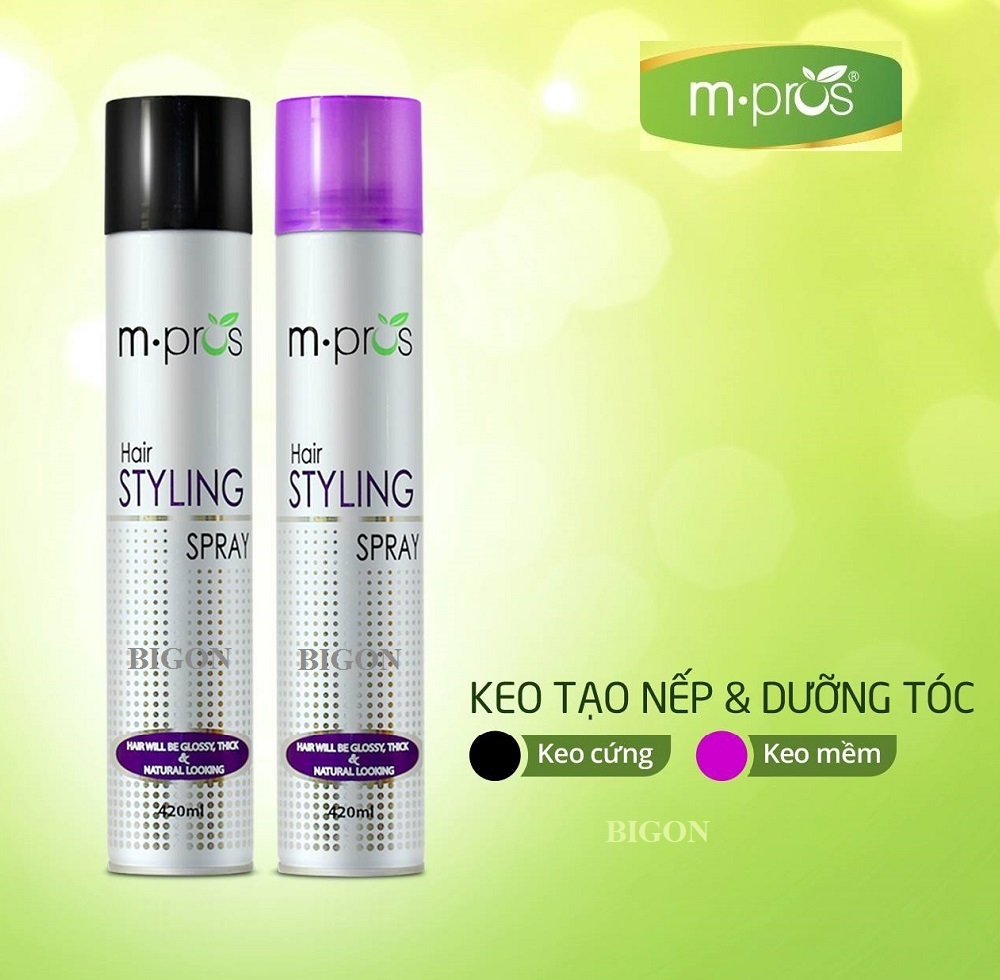 Keo Xịt Tóc Tạo Nếp Và Giữ Nếp Tóc Cứng&Mềm M.PROS 420ml - Tạo Kiểu Tóc Nam Và Nữ