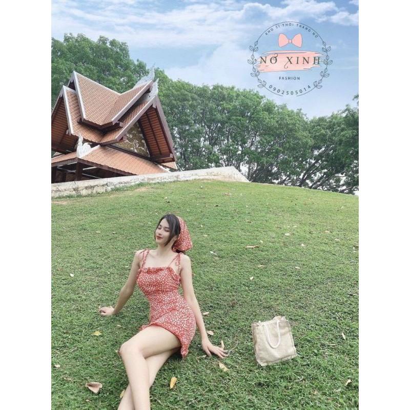 Đầm Hoa Vintage Phối Bèo Dự Tiệc Dạo Phố Đi Biển